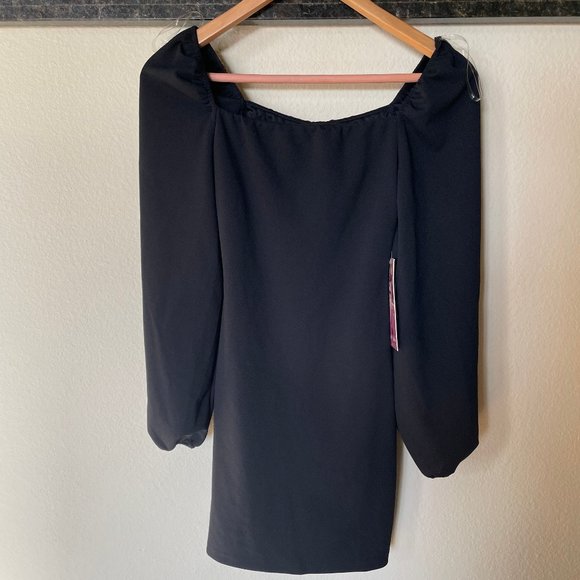 Womens Black Puff-Sleeve Dress Size S NWT - Picture 1 of 8